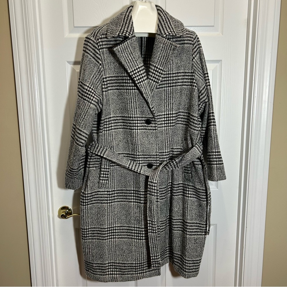 Old Navy Heavy Plaid Trench Coat